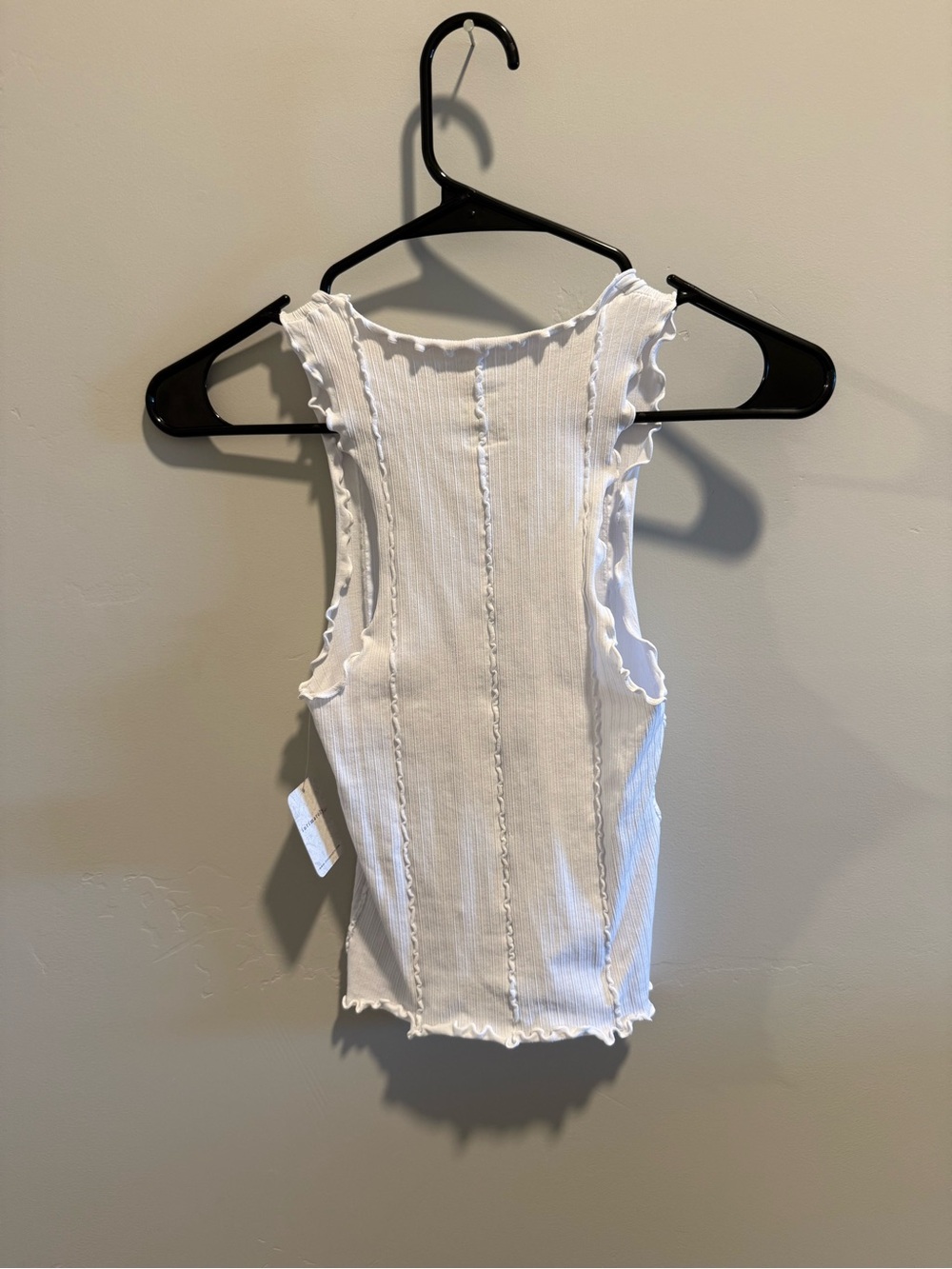 Free People White Ruffle-Trim Ribbed Tank - Picture 3 of 5